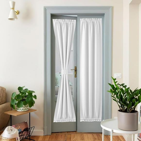 AIR-Faux Linen Door Curtain Panel, French Door Curtains Blackout Thermal Insulated Sidelight Door Privacy Panels for Window/Living Room/Doorways (25W by 72L inches, 1 Panel, Greyish White)
