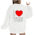 thumbnail image 2 of Jsaierl Sweatshirts à Manches Longues pour Femmes Saint-Valentin Mignons Cœur Graphique Tops Imprimé Lettre Pullovers Surdimensionnés Décontractés Col Rond Ample, 2 of 4