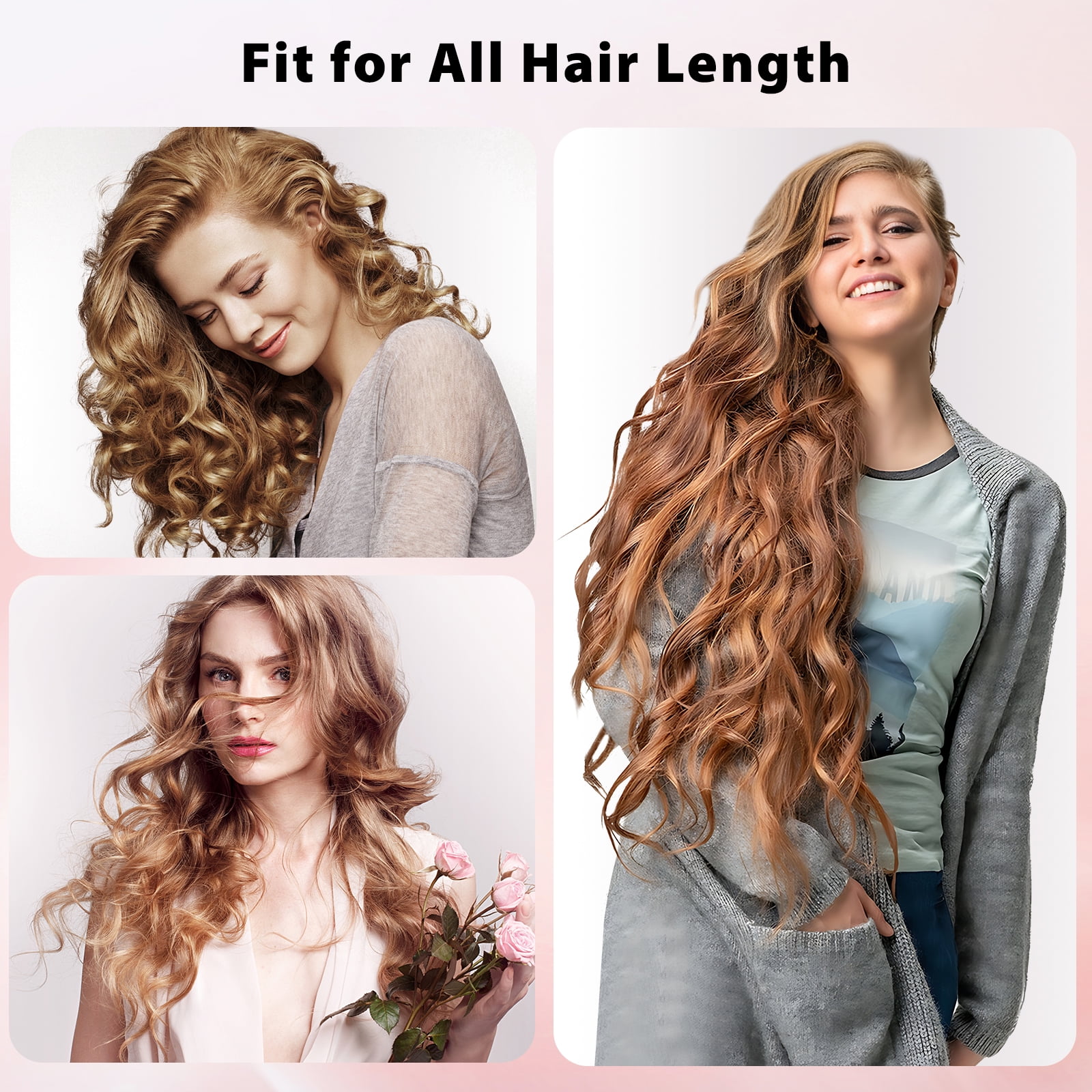RACCOMB 1" Curling Wand / Automatic Rotating Curling Iron, 230°F to 450°F, 1H Auto Off, Dual Voltage, for Waves, Beach Curls
