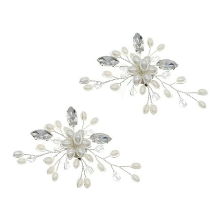 

2Pcs Pearls Wedding Shoe Clip Crystal Shoe Buckle for Women Ladies and Girls