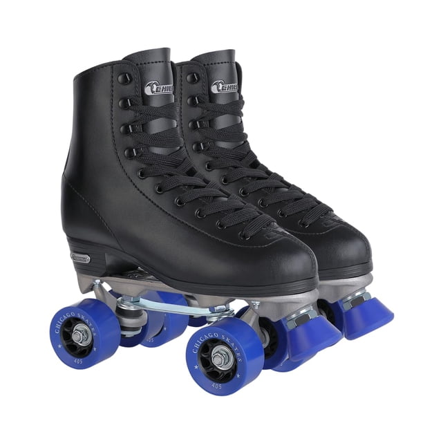 CHICAGO Skates Patines de cuatro ruedas negros premium para niños y hombres principiantes Diseño clásico ajustable de caña alta para patines de interior o exterior y Roller Derby