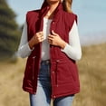 thumbnail image 5 of Womens Cropped Vest Zip Up Stand Sleeveless Padded Cropped Vest Warm Tanks Coats, 5 of 7