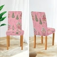 thumbnail image 3 of Yayeee 4 Pack Dining Chair Covers Stretch Parson Chairs Slipcovers Seat Protector, Pink Gingerbread House, 3 of 6