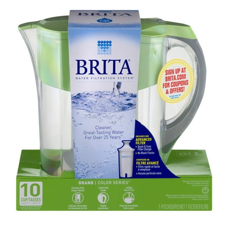 Brita Water Filtration System Grand Color Series 10 Cup Pitcher, 1.0 CT ...