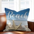 thumbnail image 2 of Throw Pillow Covers, Blue Starfish Decorative Throw Pillow Covers 20x20 Inch, Coastal Coral Ocean Ombre Brown Wooden Square Linen Pillow Cases for Couch/Living Room/Sofa, 2 of 9