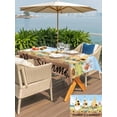 thumbnail image 5 of Outdoor Tablecloth with Umbrella Hole for Patio/Picnic/Party/Camping, Gnomes Sunflower Waterproof Table Cloth Rectangle Table Cover Washable, Elegant Pastoral Summer Botanical Wooden (60"x 120"), 5 of 8