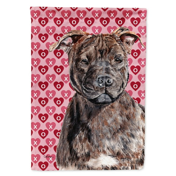 Carolines Treasures SC9705CHF Staffordshire Bull Terrier Staffie Hearts and Love Flag Canvas House Size  Large