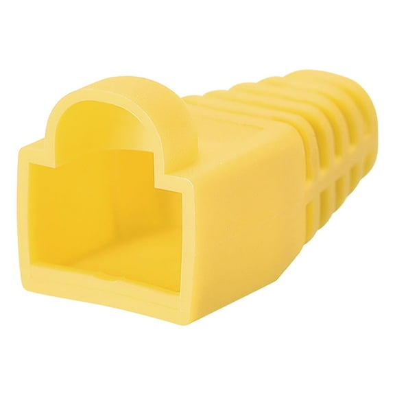 Yellow 6mm Hole Dia RJ45 Boots Cover Anti Dust Plastic Protector for Network Cable CAT5 CAT5E CAT6 20Pcs