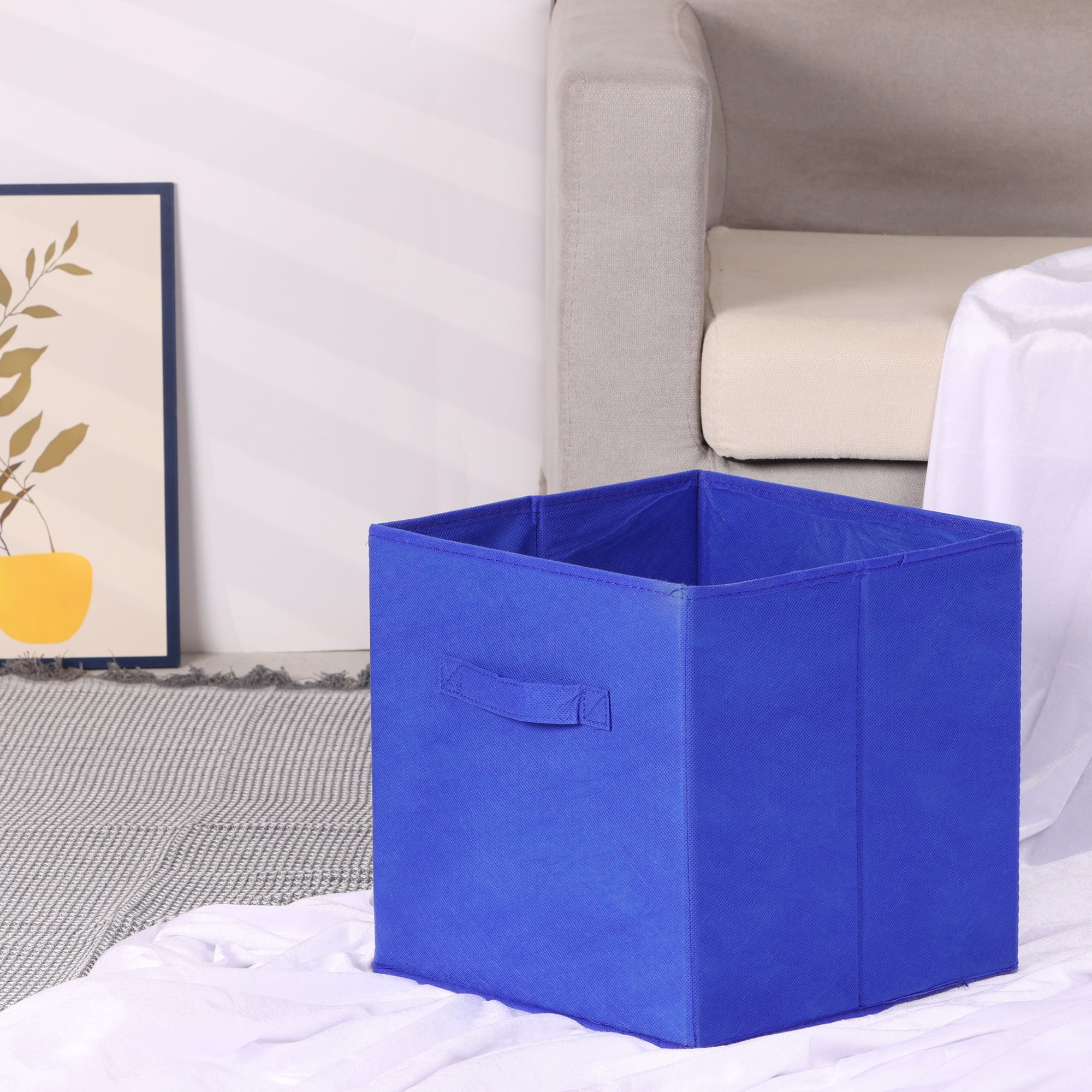 Unique Bargains Fabric Storage Cube Storage Bin Dark Blue 12.2*12.2*12.2in