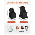 thumbnail image 6 of Black Stretch Chair Covers, 30-Piece Set for Wedding Party Banquet, Polyester Spandex Slipcovers Fits Chairs up to 18.1x19.7x33.9 Inches, 6 of 11
