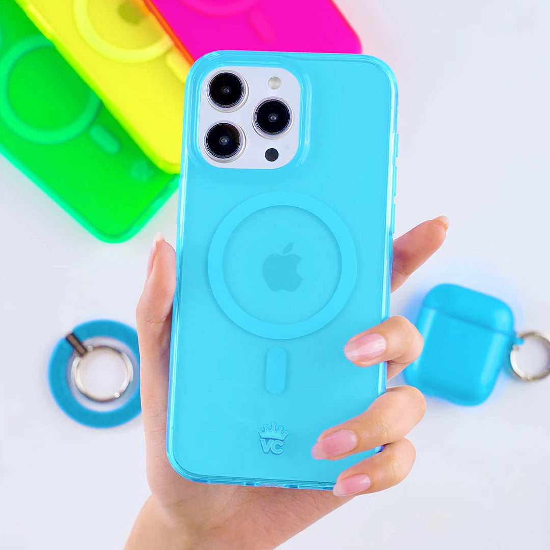 VELVET CAVIAR Neon Blue iPhone 15 Case - Compatible with MagSafe - Clear Protective Phone Cases