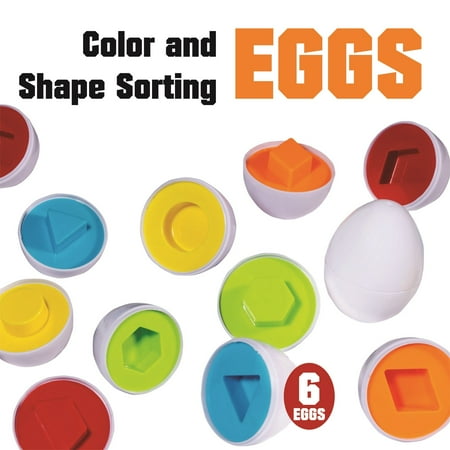 - Go Play, Color and Shape Matching Egg Set of 6, Educational Color & Shapes Recognition and Shape Sorting Skills Learning Toy for Toddlers and Kids.
