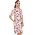 thumbnail image 6 of Bimba Women's Peach Sleepshirt Short Sleeve Floral Print Nightwear With Pockets - 4, 6 of 9