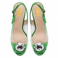 thumbnail image 3 of FSJ Women Peep Toe Crystal Slingback Pumps Buckle Transparent Chunky High Heels Fashion Party Date Heeled Sandals Size 8 Green, 3 of 4