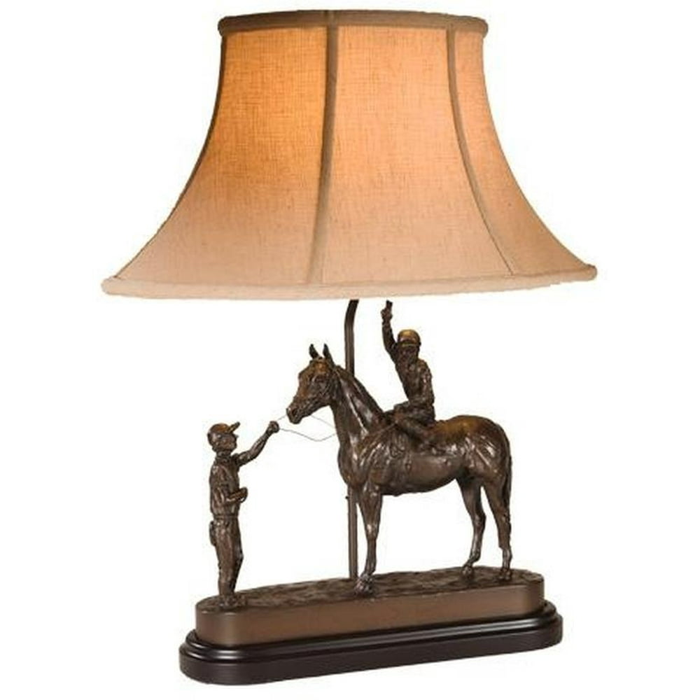 Sculpture Table Lamp EQUESTRIAN Traditional Horse Rider and Groomsman