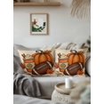 thumbnail image 3 of Outdoor Pillows Waterproof, Fall Thanksgiving Bedding Throw Pillows with Insert for Couch Sofa Bed, Football Pumpkins Maple Leaves Beige 16x16 Inch Pillowcases Decorative Patio Pillow Set of 1, 3 of 8