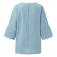 thumbnail image 5 of ZyeKqe 3/4 Length Sleeve Womens Tops Cotton Linen Criss Cross V Neck T Shirts Side Split Loose Fitted Tunic Tops Blouses, 5 of 5