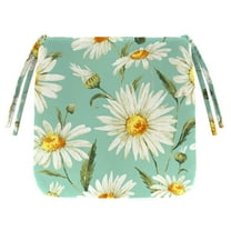 Jordan Manufacturing 16" x 16" Daphne Iceberg Aqua Floral Square Outdoor Chair Pad Seat Cushion with Ties