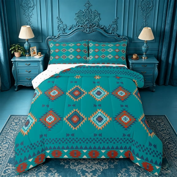 jejeloiu Monochrome Tribal Full Size Comforter Sets,Modern Print Bedding Comforter Set For Boys,Reversible,3 Pieces,1 Comforter and 2 Pillowcases