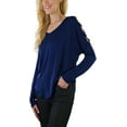 thumbnail image 7 of ToBeInStyle Women's Cutout Shoulders and V-Neck Long Sleeve Top, 7 of 7