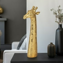 Giraffe Figurine Statue - Tall Resin Decor with Metallic Finish - Modern Boho Tabletop Sculpture for Home, Office, Bedroom, Living Room - 16" Gold