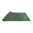 thumbnail image 2 of Ahgly Company Indoor Square Medallion Turquoise Blue Traditional Area Rugs, 3' Square, 2 of 4