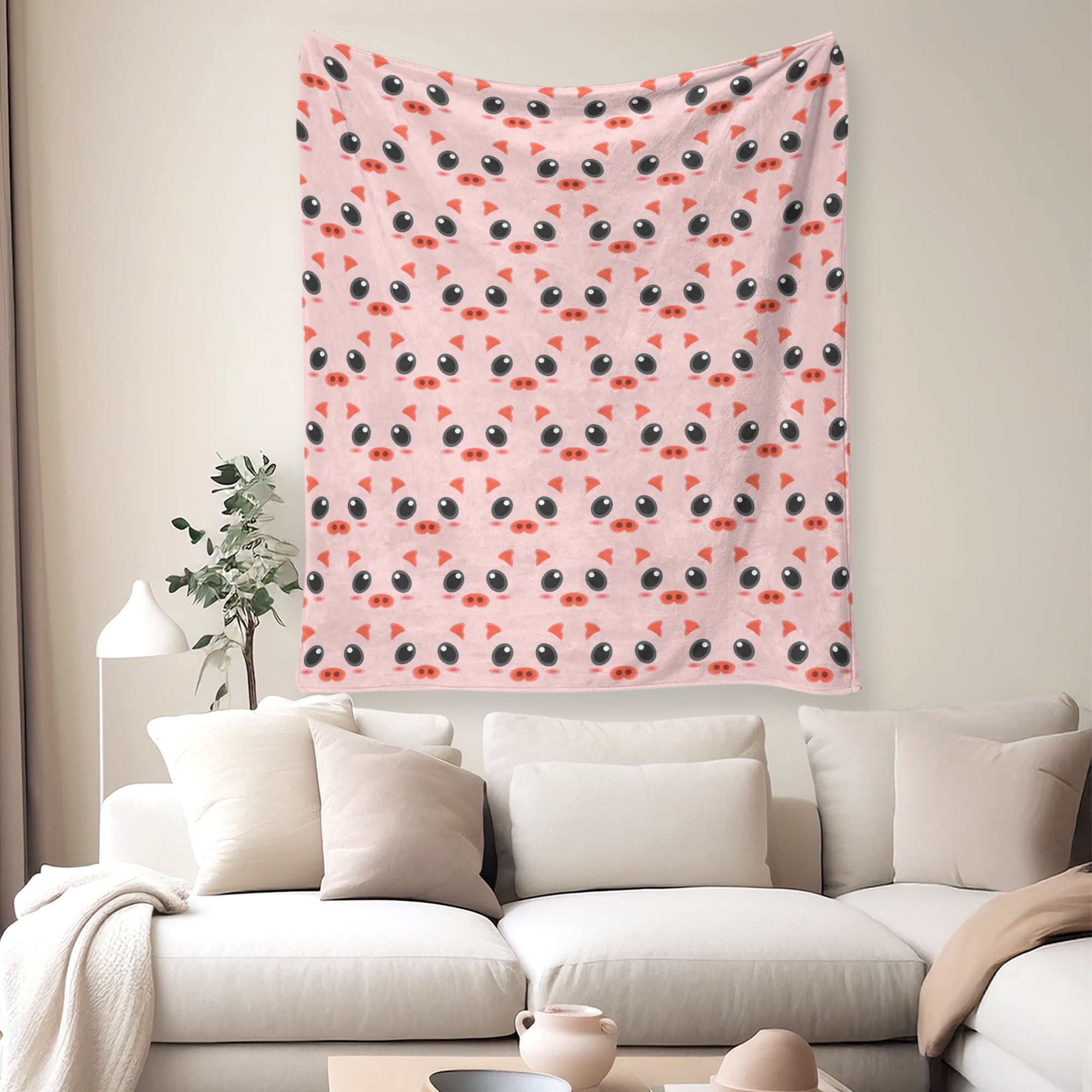 Flannel Fleece Throw Blanket, Soft Large Throw Blanket, Lightweight Cozy Plush Throw Blanket Fit Sofa Bed, 40"x50", Pigs