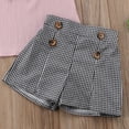 thumbnail image 4 of Franhais 2Pcs Girls Clothes Outfits Ruffle Sleeveless Bow Tie Top + Plaid Print Button Shorts, 4 of 8
