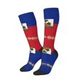 thumbnail image 2 of Women's Knee High Socks Haitian Flag Pattern Thermal Soft Knee Long Socks, 2 of 7