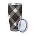 thumbnail image 2 of 20oz Car Cup Three-Piece Set Of Single Silver Edge No Smell Easy To Carry Heat Preservation For Daily Car Sports Travel Argyle Plaid Dimgray_40978_1, 2 of 8