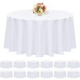 thumbnail image 1 of SHILIU-12 Pack Nappe Ronde 90 Pouces - Nappe en Polyester Blanc pour Table Ronde, Tissu Lavable Résistant aux Taches et aux Plis pour Mariage Fête Banquet Restaurant Réception, 1 of 4