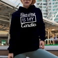 thumbnail image 2 of Blending Is My Cardio, Exercise Humor, Beauty Themed Merch Gift for Makeup Artist or Lovers, Cosmetologists & Beauticians, Navy Blue Hooded Sweatshirt or Hoodie, Large, 2 of 5