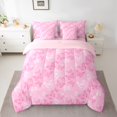 thumbnail image 2 of Manfei Pink Butterfly Bedding Comforter Set 7 Pieces for Teen, Garden Floral Full Bedding Set, Modern Fashion Reversible Fitted Sheet Flat Sheet, Lightweight Room Decor, 2 of 7