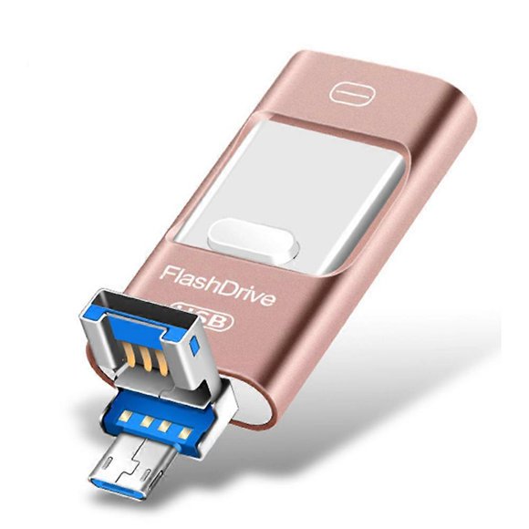 Flash drive for iPhone 128GB, 4-in-1 USB C-shaped memory stick, Photo Stick external storage thumb drive for iPhone iPad Android computer