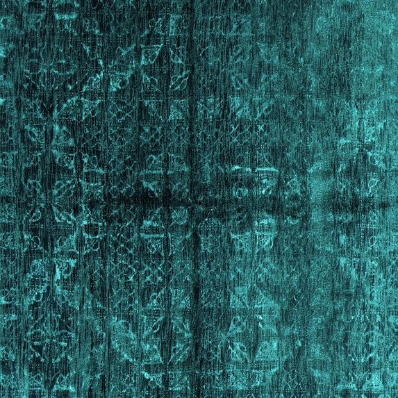 Ahgly Company Indoor Square Abstract Turquoise Blue Modern Area Rugs, 7' Square
