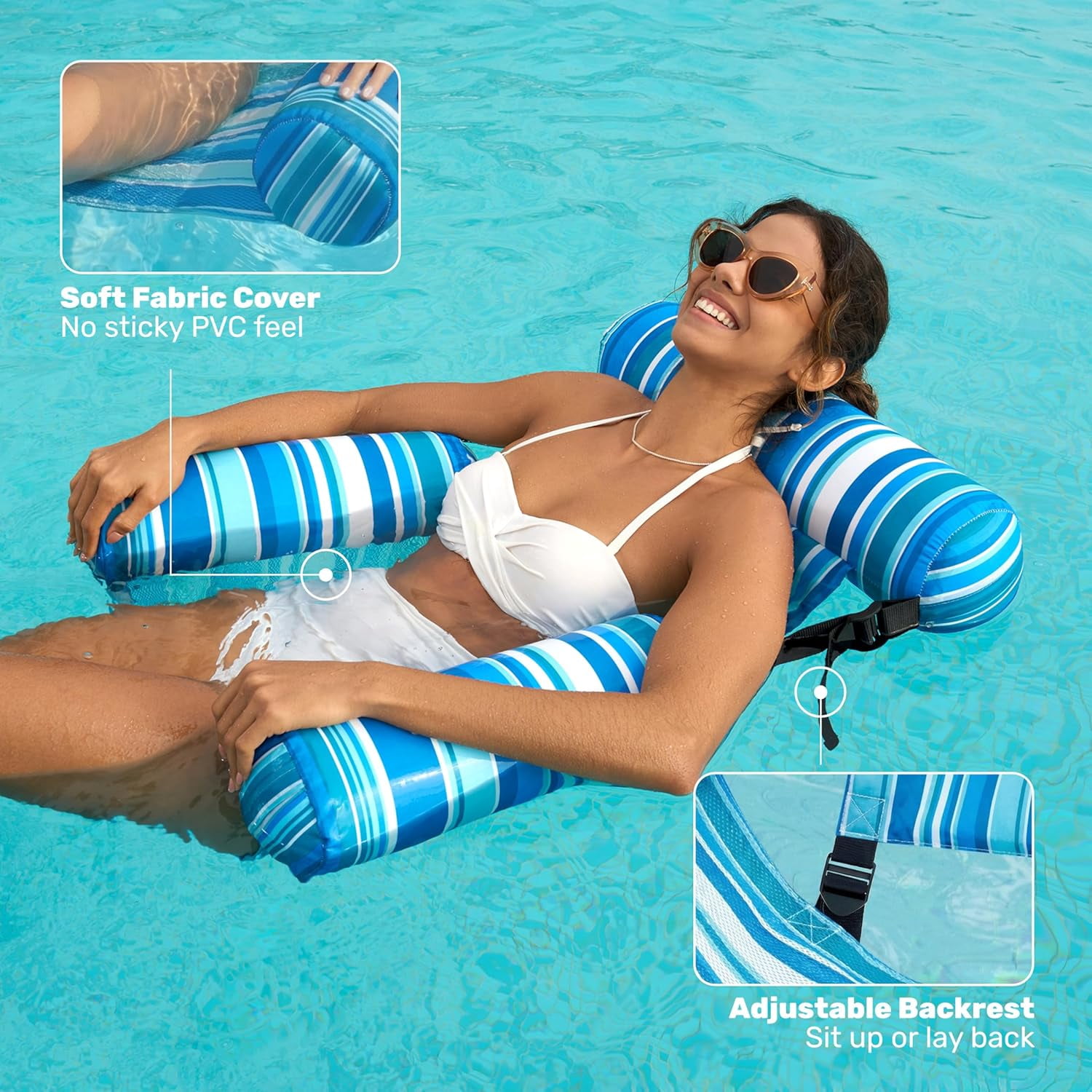 Inflatable Pool Floats Adult,2 Packs Floating Lounge Chairs,Blow up Pool Noodles for Adult Heavy Duty,Floating Chair for Party Summer Water Beach Lake Fun