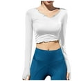 thumbnail image 2 of Wyongtao Women's Workout Tops Long Sleeve Shirts Lace Yoga Sports Gym Athletic Top Slim Fit,White M, 2 of 4