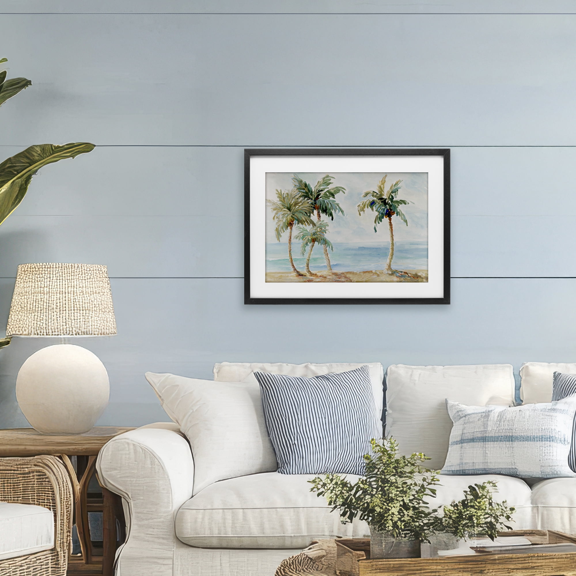 Stupell Industries Palm Trees in Paradise Black Framed Print Under Glass, design by Lanie Loreth