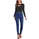 thumbnail image 2 of INSPIRAR CHIC Cuerpo de Mujer Bodycon de Punto Acanalado con Corte Frontal de Manga Larga y Cuello Redondo Tops XS Negro, 2 of 6