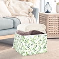 thumbnail image 3 of Yayeee Collapsible Cube Storage Bin with Lid Fabric Closet Decorative Basket with Handles, Green Leafy Pattern, 3 of 7
