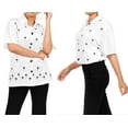 thumbnail image 4 of HAPPY BAY Women's Loose Blouses Button Down Short Sleeve Dressy Relaxed Fit Holidays Ladies Bohemian Summer Tops For Women M plus-size Snow White_X503, 4 of 6