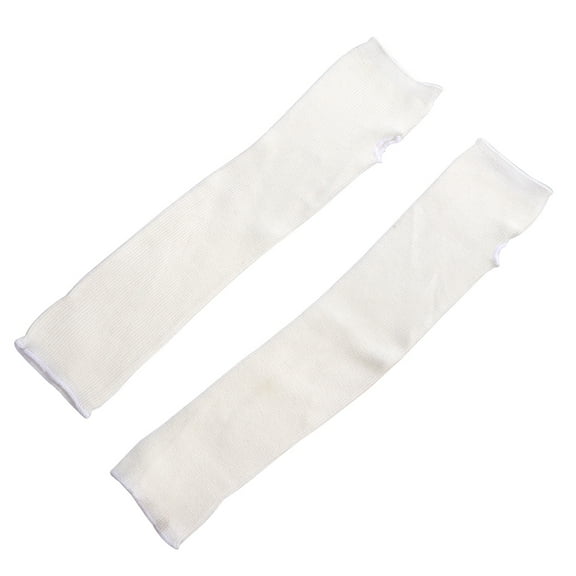 Phenofice 1 Pair Unisex Arm Warmers White Cotton Knitting Texture Warm Keeping For Winter Activities