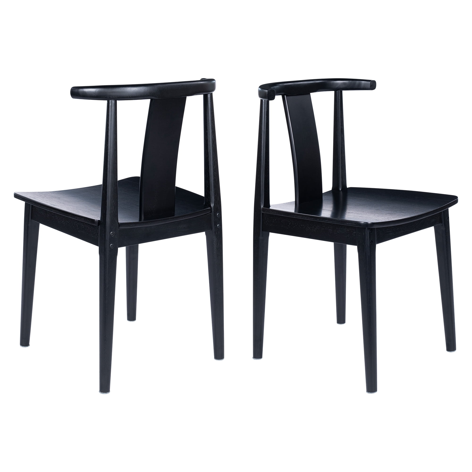 EYYTHUNG Wood Dining Chairs Set of 2, Farmhouse Kitchen Chairs with Curved Back Mid Century Wishbone Dining Chairs, Black