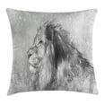 thumbnail image 1 of Animal Throw Pillow Cushion Cover, Sketchy Hand Drawn Image of Safari Animal Wild Lion Artwork Print, Decorative Square Accent Pillow Case, 18 X 18 Inches, Charcoal Grey Black and White, by Ambesonne, 1 of 2