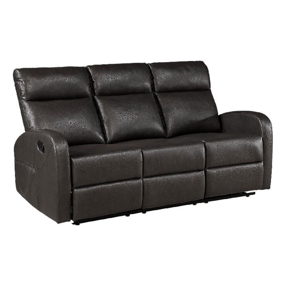 Mey Wall Hugger Manual Recliner Sofa- Dark Brown Faux Leather 71 Inch