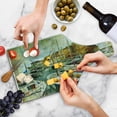 thumbnail image 4 of Marine Cutting Board, Naples Small Boats at Historical Italian Coast Heritage Castle Nautical Art, Decorative Tempered Glass Cutting and Serving Board, Wine Bottle Shape, Multicolor, by Ambesonne, 4 of 5