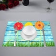 thumbnail image 2 of MKHERT Summer Colorful Daisy Flowers On Turquoise Blue Wood Placemats Table Mats for Dining Room Kitchen Table Decoration 12x18 inch,Set of 4, 2 of 4