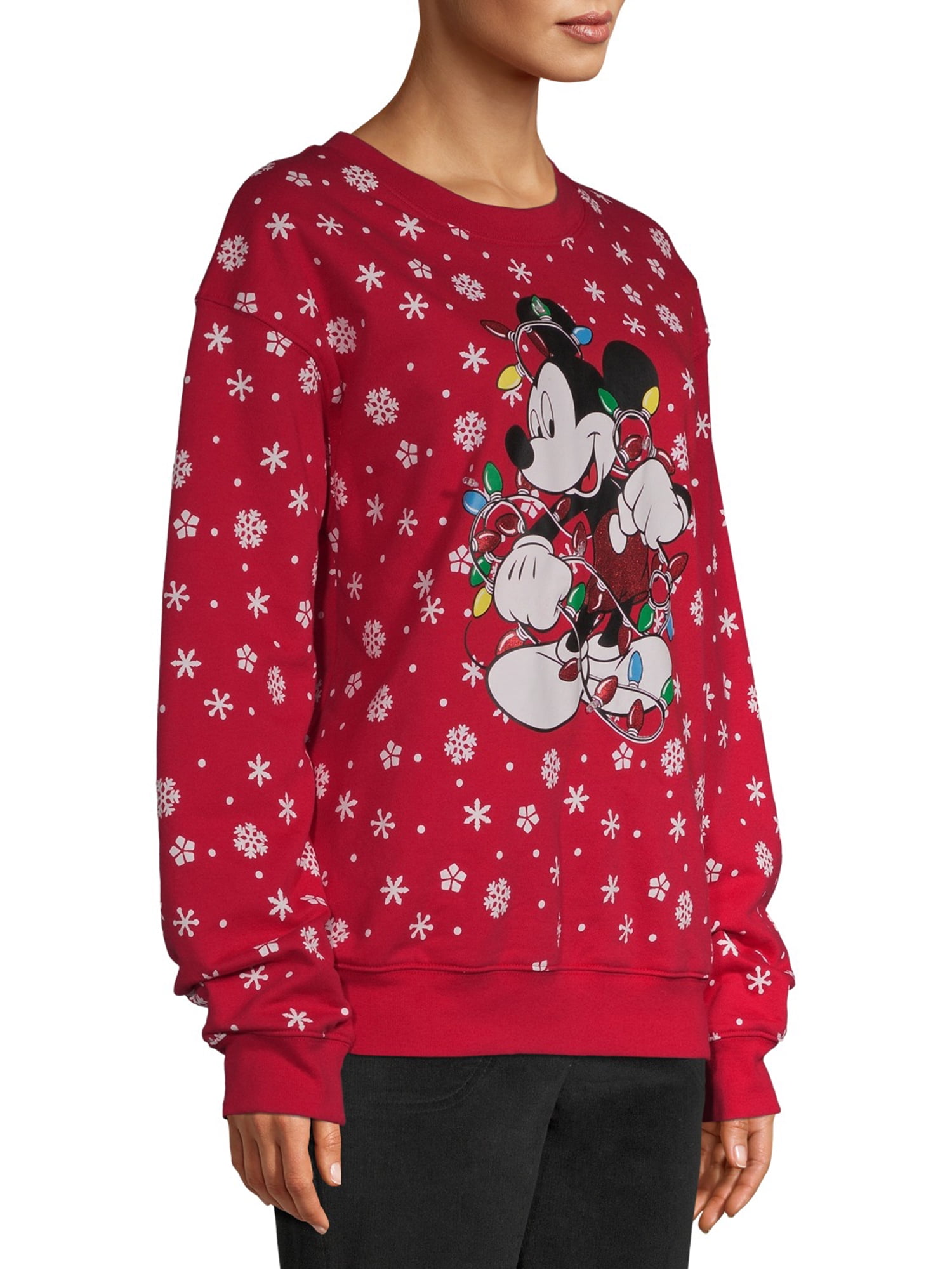 Holiday Time Juniors' Mickey Mouse LED Christmas Sweatshirt - Walmart.com