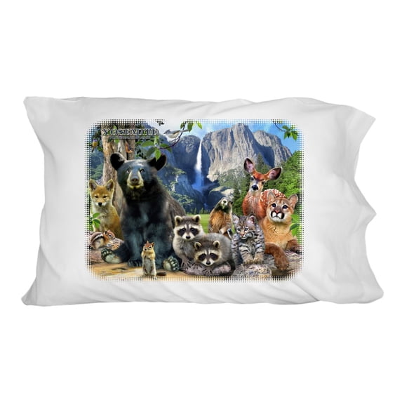 Yosemite National Park California CA Animals Bear Raccoons Beaver Chipmunks Novelty Bedding Pillowcase
