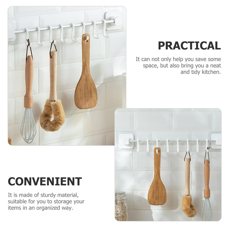 Kitchen Nail free Hanging Rack Utensil Hangers With Hooks Wall Mounted Coat Simple Offic Rail